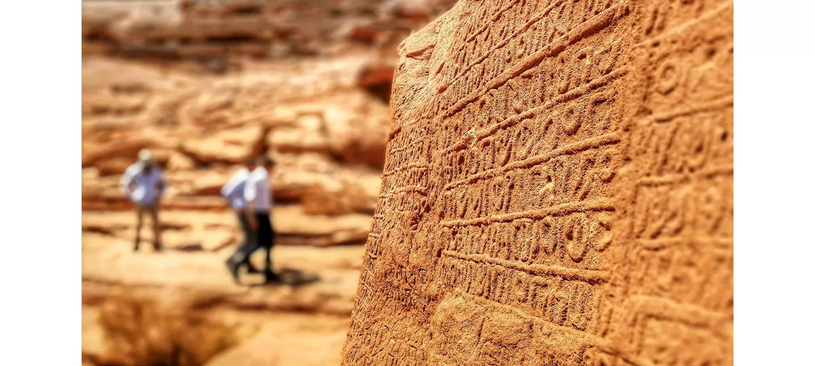 Ancient Dadanitic inscriptions carved into rock at Jabal Ikmah